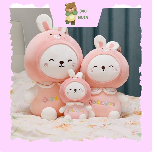 Small Pretty Octopus Teddy Bear สีชมพูขนาดเต็มตุ๊กตาพรีเมี่ยม NUTA