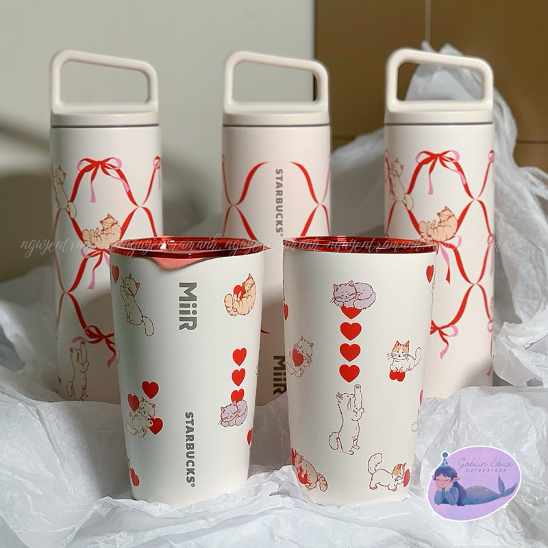 [ของแท้] Starbucks MiiR FELINE IN LOVE VALENTINE 2024 เทอร์โมสตัท