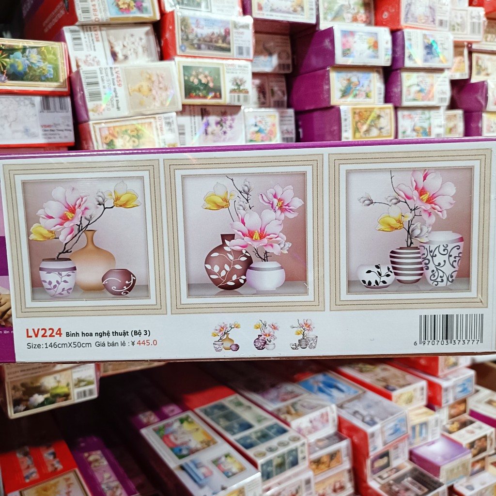 ภาพวาดเพชร - แจกันดอกไม้ศิลปะ ภาพวาดปักครอสติช (LV3349,lv224)