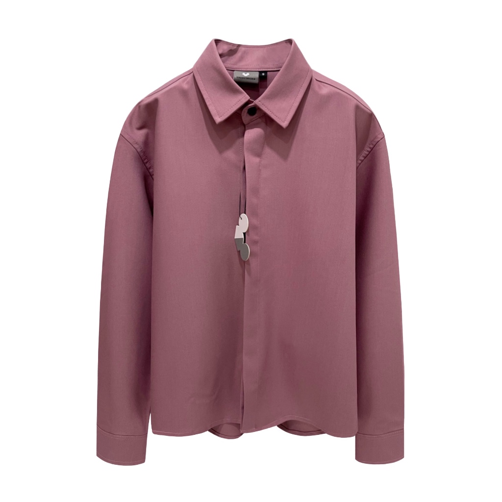 Pink BUTTON HIDDEN KKL - เสื้อเชิ้ต unisex พื้นฐาน WHITE MOUSE