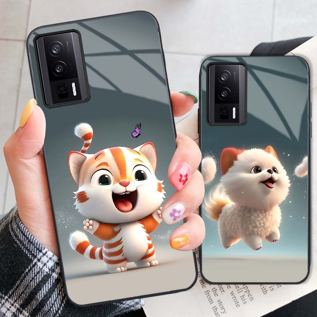 XIAOMI REDMI K60 5G, K60 PRO 5G, K60E 5G Case Tempered Glass Back, การออกแบบสุดน่ารักของสัตว์ 12 ราศ