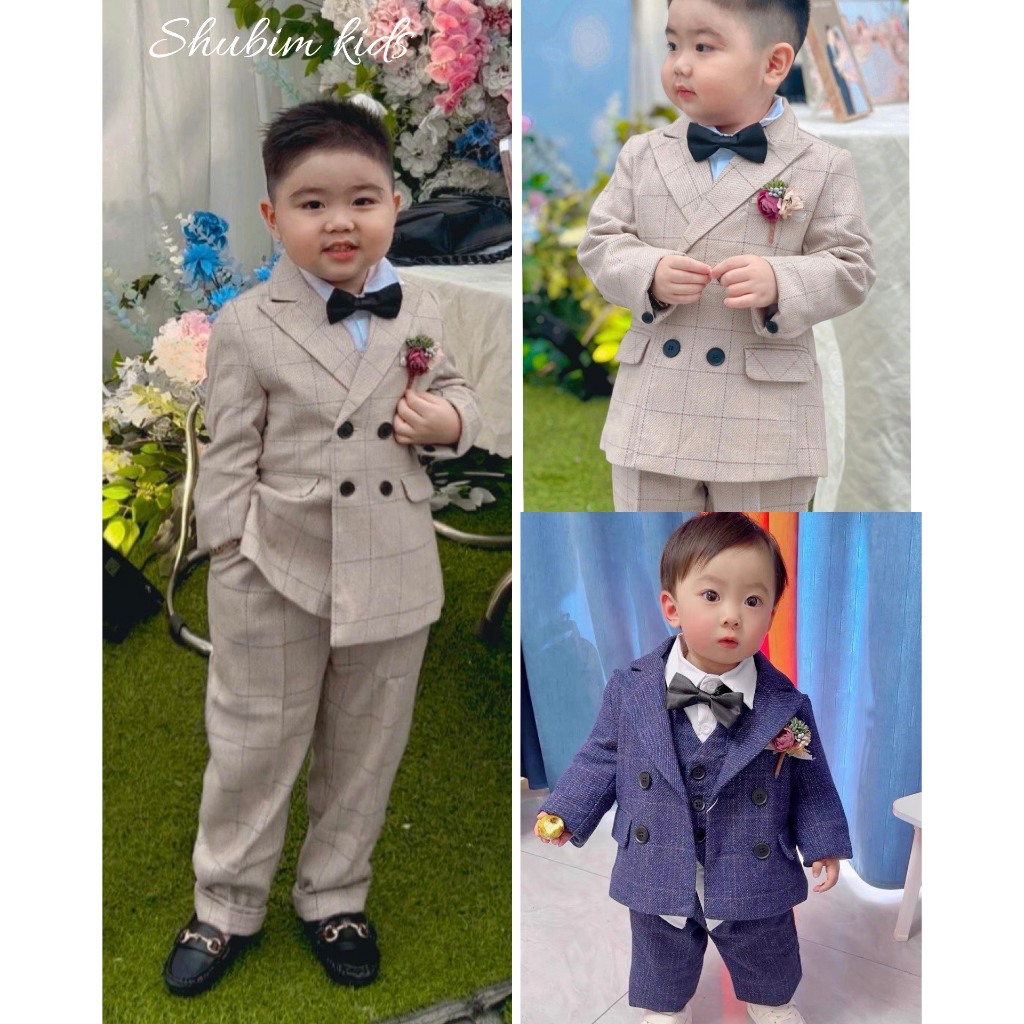 [ShuBim Kids] -VT02 - เสื้อกั๊กราตรีระดับไฮเอนด์สําหรับเด็กผู้ชาย ปาร์ตี้ที่ส่งไว้ - การแสดง - หรูหร