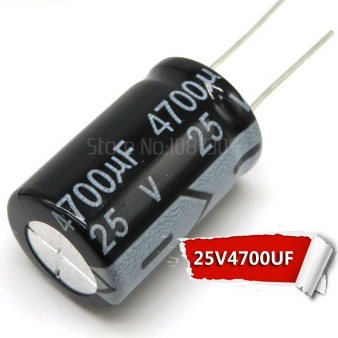 ตัวเก็บประจุอลูมิเนียม 25V4700uF16*25 มม., ตัวเก็บประจุ 4700uf 25V 16x25 มม.
