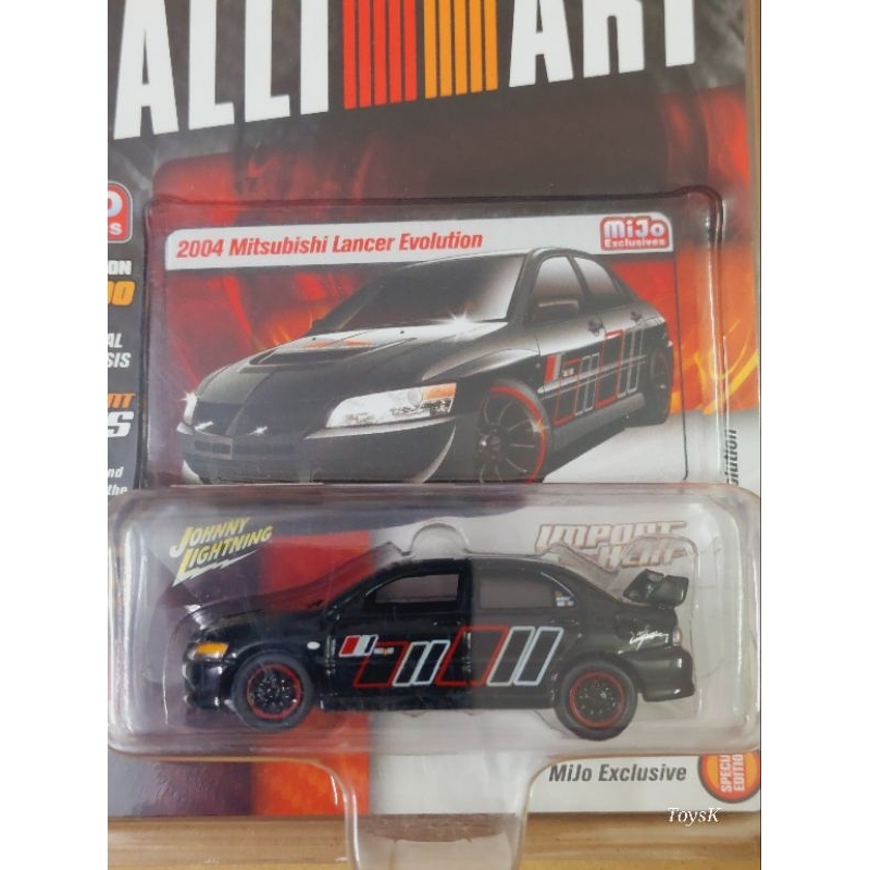 รถโมเดล Toysk 2004 Mitsubishi Lancer Evolution Johnny Lightning Black 1:64 สเกล