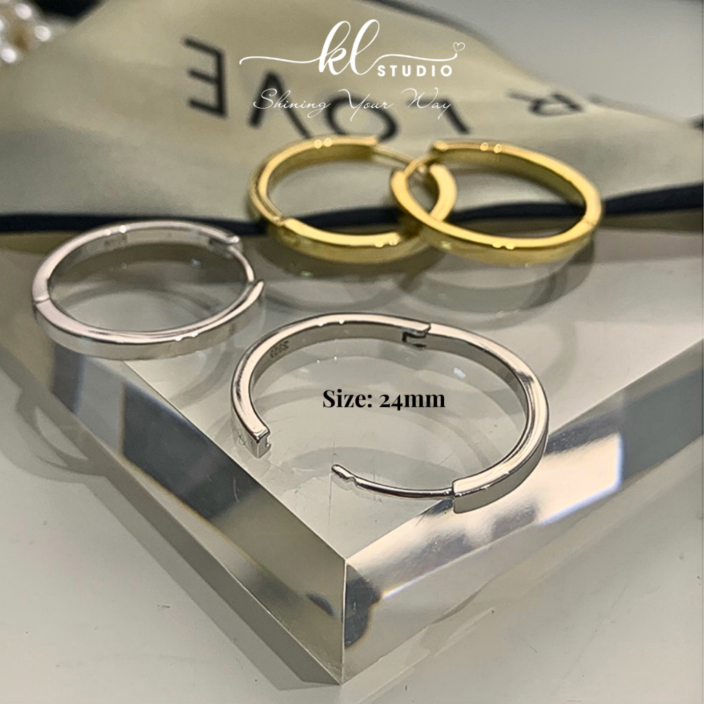 [KL.Studio ] ต ่ างหูทรงกลมธรรมดาขั ้ นพื ้ นฐานบุคลิกภาพต ่ างหูทรงกลมเรียบง ่ ายห ่ วง Unisex - E2