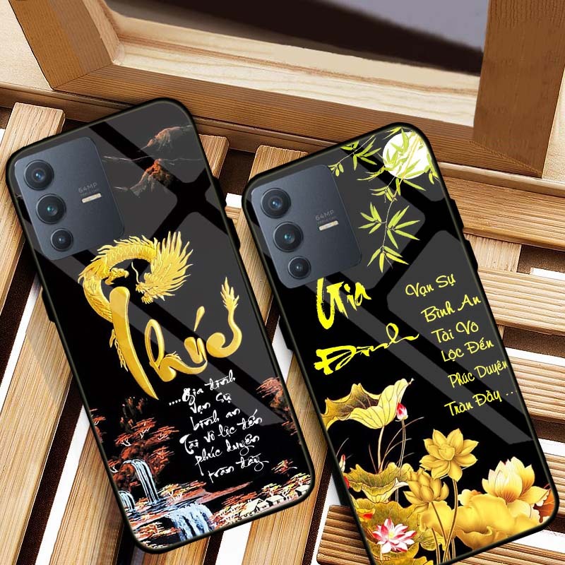 เคส VIVO V23 5G, V23E 5G พรีเมี่ยม 3D พิมพ์กระจกนิรภัยด้านหลัง