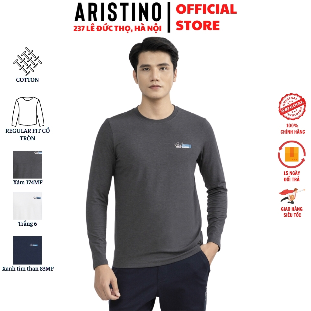 Arristino ALT002W2 เสื้อยืดแขนยาวผู้ชาย สเวตเตอร์ สีพื้น ผ้าคอตตอนเนื้อนุ่ม คอกลม