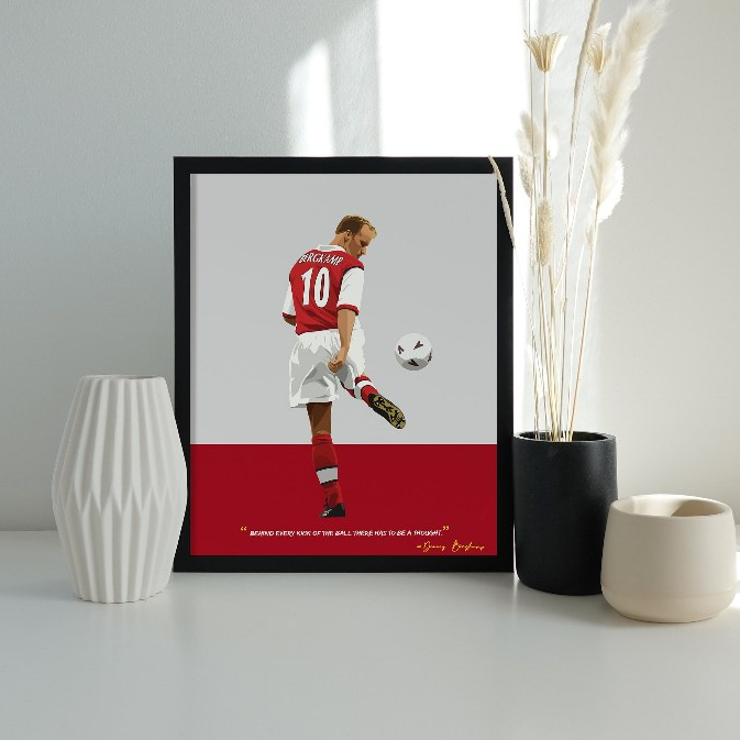 Dennis Bergkamp Print - Arsenal FC Poster - Arsenal Gifts - Soccer Art - พิมพ ์ ฟุตบอล