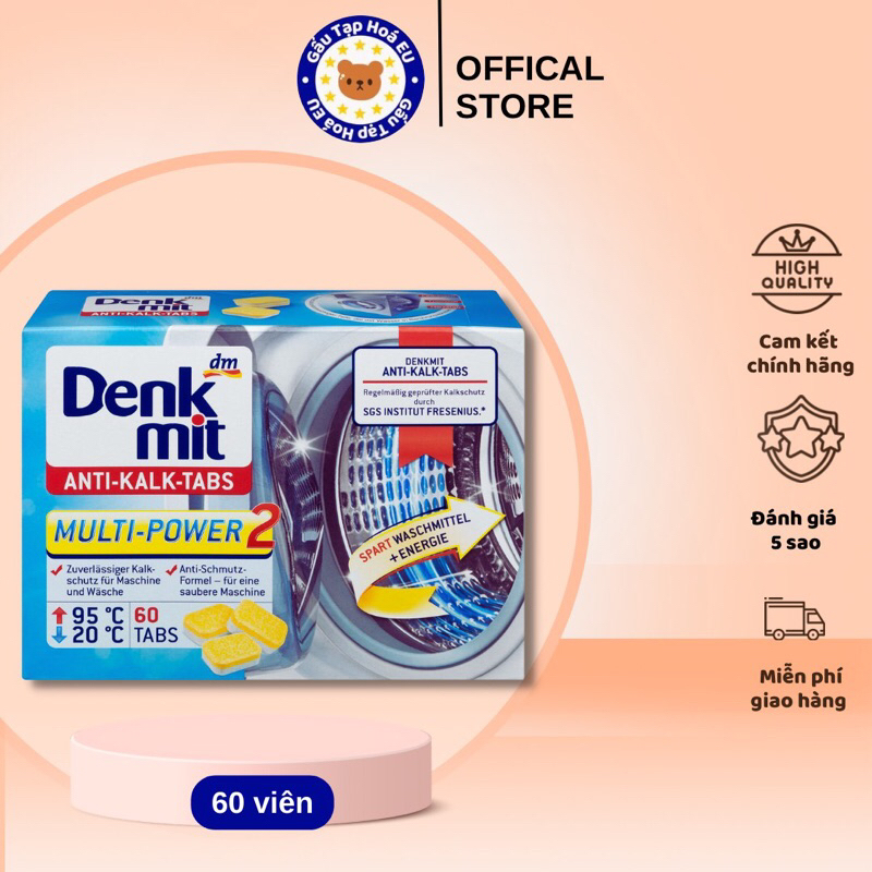 Denkmit Anti Washing Machine Drum Cleaner - Kalk- Tabs 60 เม ็ ด , น ้ ํายาล ้ างกลอง