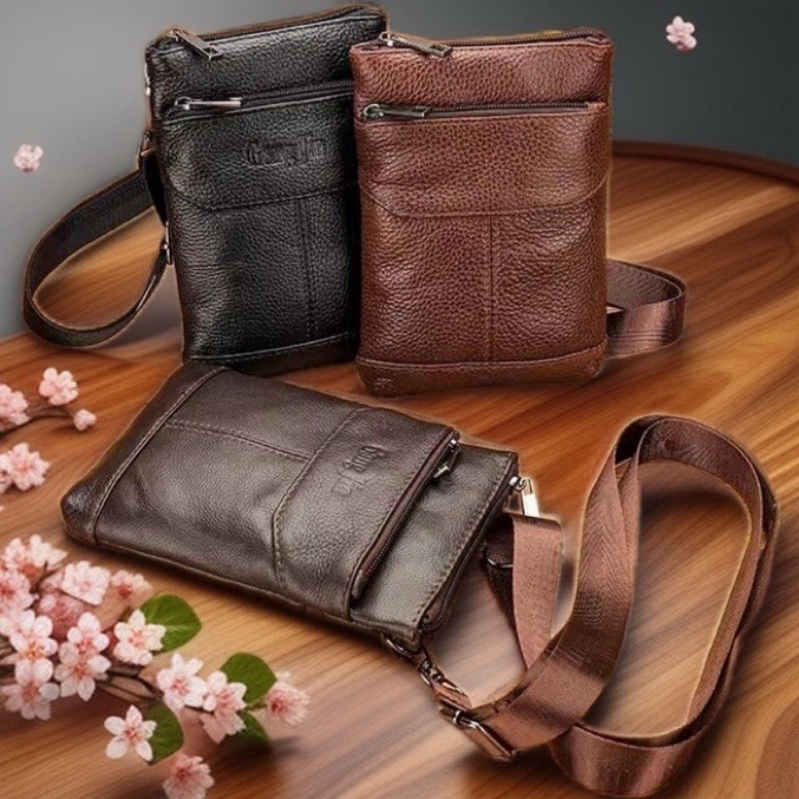 กระเป๋าสะพายข้างโทรศัพท์ผู้ชายหนังแท้ราคาถูกคุณภาพสูง -A&ESHOP 87090