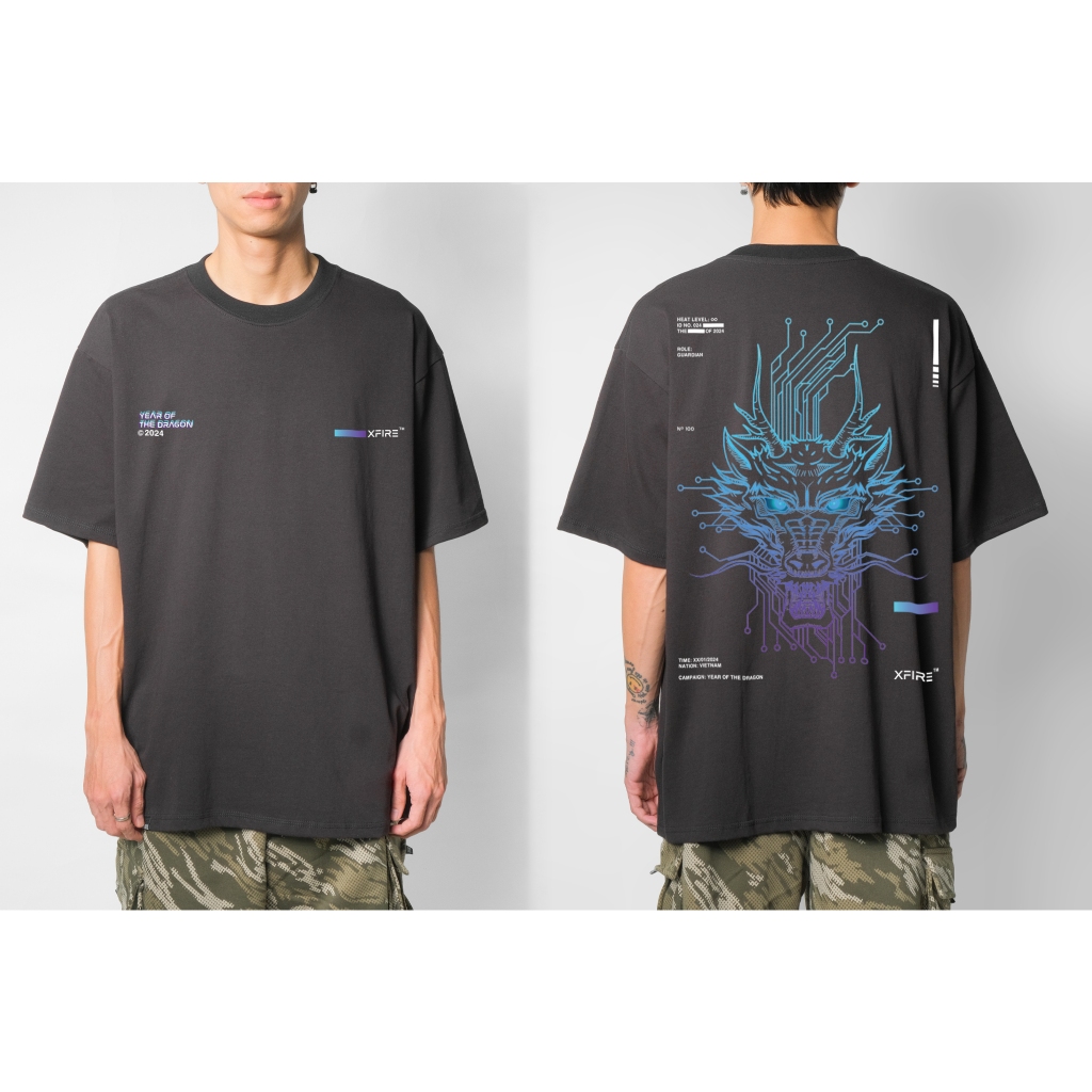 XFIRE YEAR OF THE DRAGON 2024 เสื้อยืดสีดํา