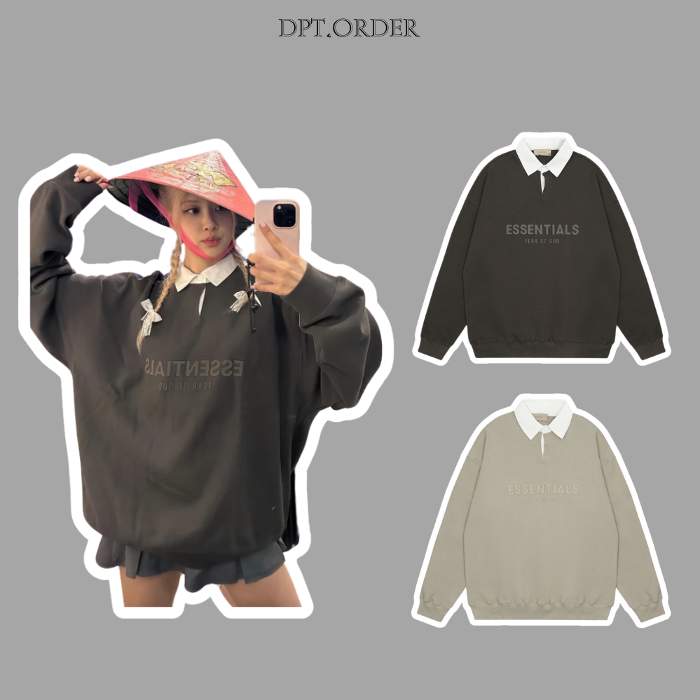 (คุณภาพดีที่สุด) FEAR OF GOD ESSENTIALS WAFFLE HENLEY RUGBY Sweater สินค้าคุณภาพสูง