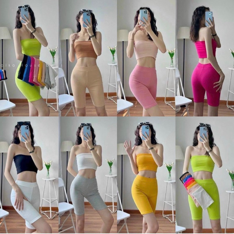 กางเกงเลกกิ้งยกกระชับก้น Rainbow Biker หลากสี - Womens Biker Short m028