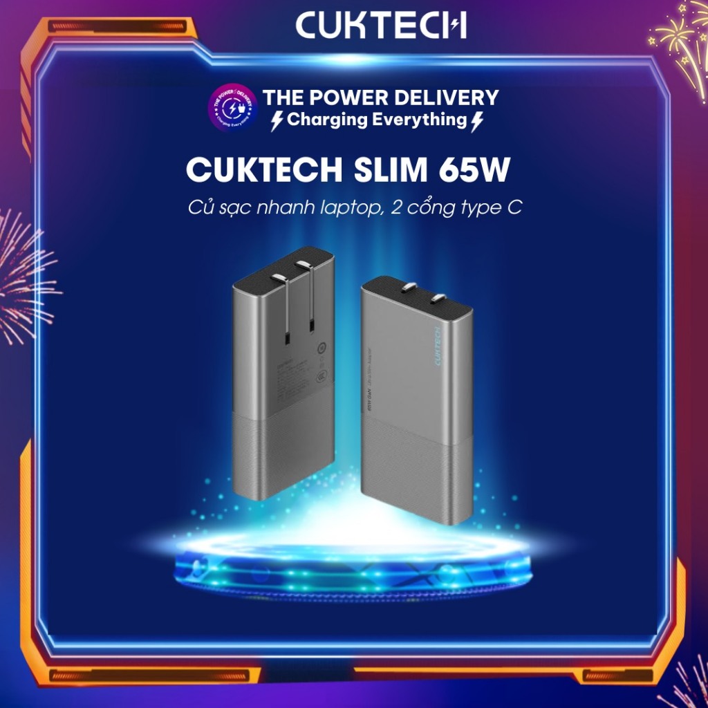 CUKTECH 65W GaN AC65B2, เครื่องชาร์จเร็ว AD652S, บางพิเศษ, กะทัดรัด, แล็ปท็อปชาร์จเร็ว, พอร์ต Type C