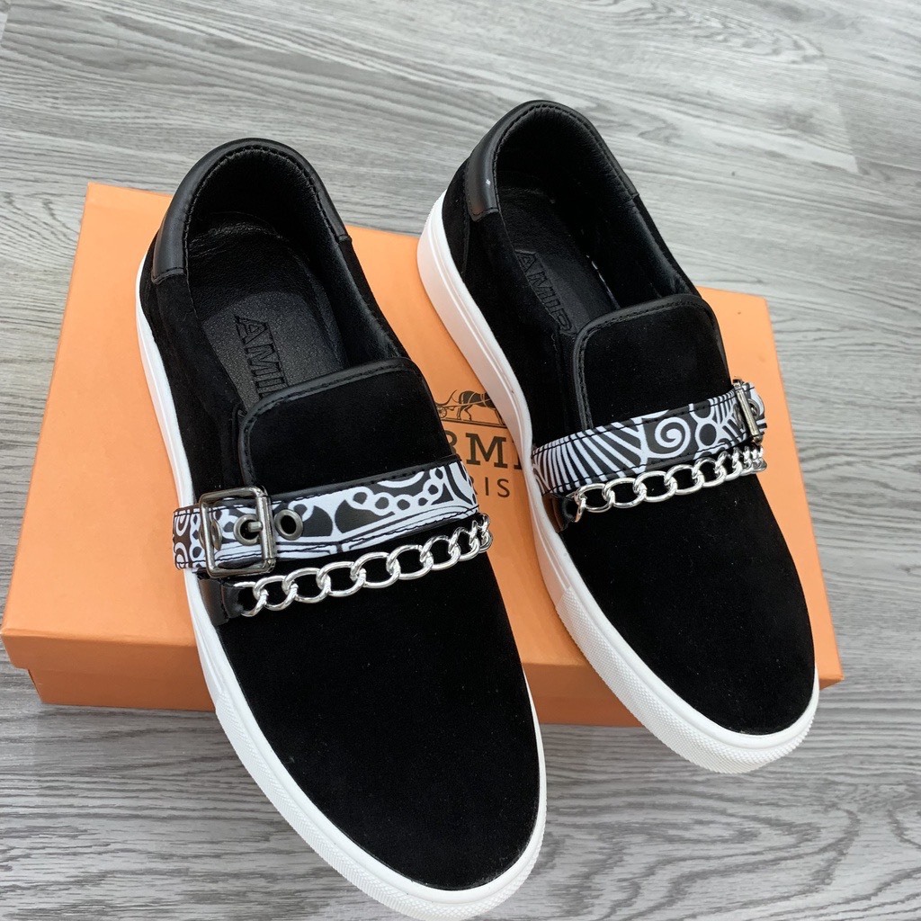 รองเท้า Velvet Amiri Slipon คุณภาพสูงพร้อมโซ่หนัง