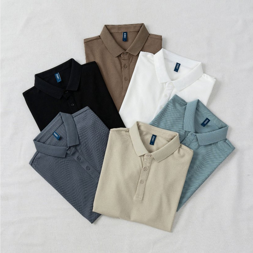 DNST PL888 เสื้อโปโลผู้ชายแขนสั้นสีพื้นพรีเมี่ยมผ้าฝ้ายจระเข้นุ่มโปร่งทรงหลวม