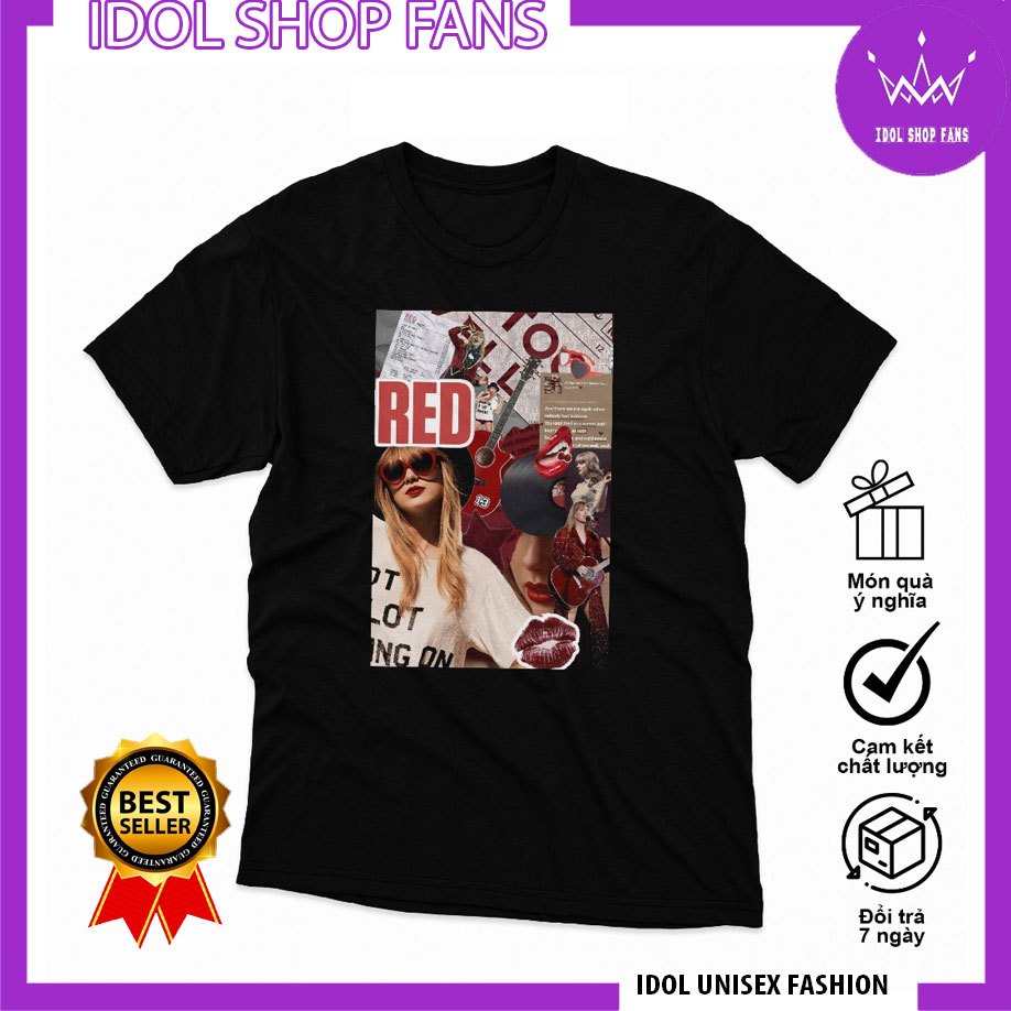เสื้อยืดโปสเตอร์ Taylor Swift Red เสื้อยืด Singer Taylor Swift ยืด 2 ทาง