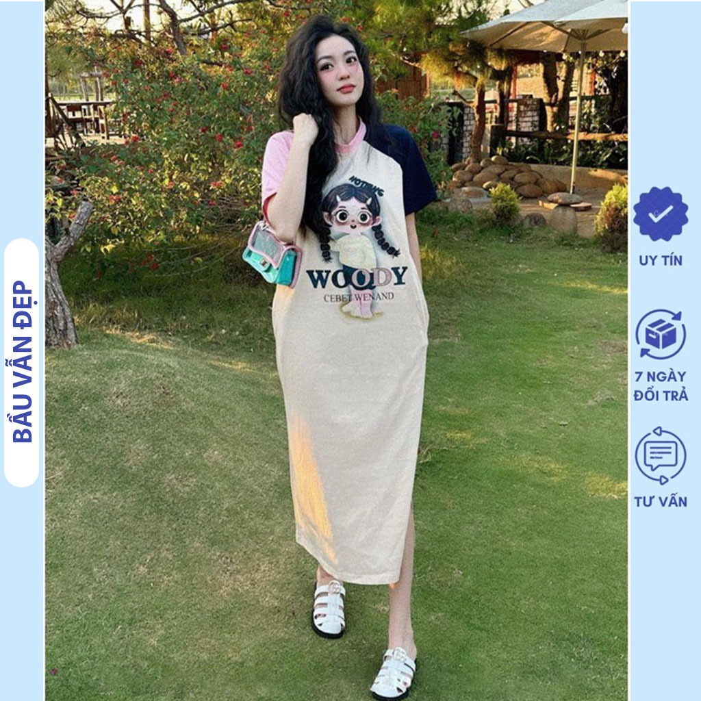 BASIC STRAIGHT GIRLS PRINTED DRESS WITH YOUTHY WOODY GIRL V748 - SUMMER SLEEVED DRESS SOFT, COOL, SW