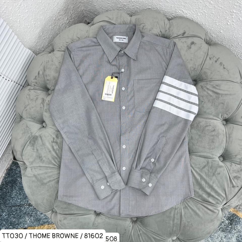 Thome Browne เสื้อสีเทาเย็บปักถักร้อย 4 แถบแขนโลโก้ตัวอักษรท้อง Somi Thom เสื้อสีเทา 4 ลายแขน Street