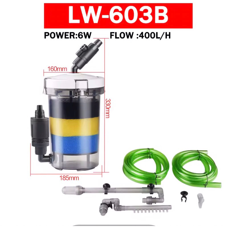 ตัวกรอง Sunsun Jialu EW 603B - เปลือกโปร่งใส - ตัวกรองถังภายนอกเพื่อทําความสะอาดน้ําในตู้ปลาพร้อมเปล