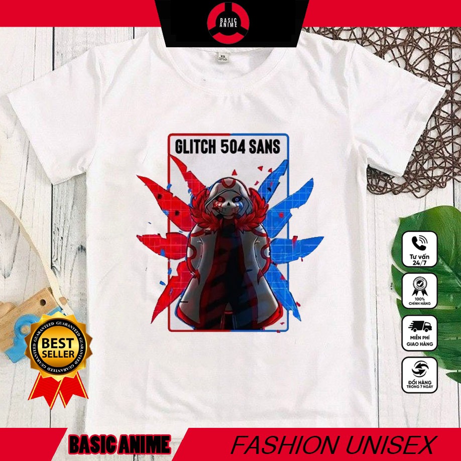 เสื้อยืด Baby Sans Glitch 504 Sans - เสื้อ Error Sans พิมพ์ลายเท่ๆ เนื้อผ้าฝ้ายยืด 4 ทิศทาง
