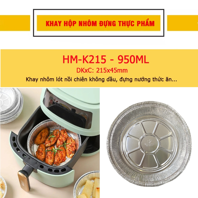 [ชุด 20 ชิ้น] ถาดอลูมิเนียมฟอยล์บุหม้อทอดไร้น้ํามัน HM-K215 ขนาด 21.5cm ตั้งแต่ 5-8 ลิตร BEAUTIFUL T