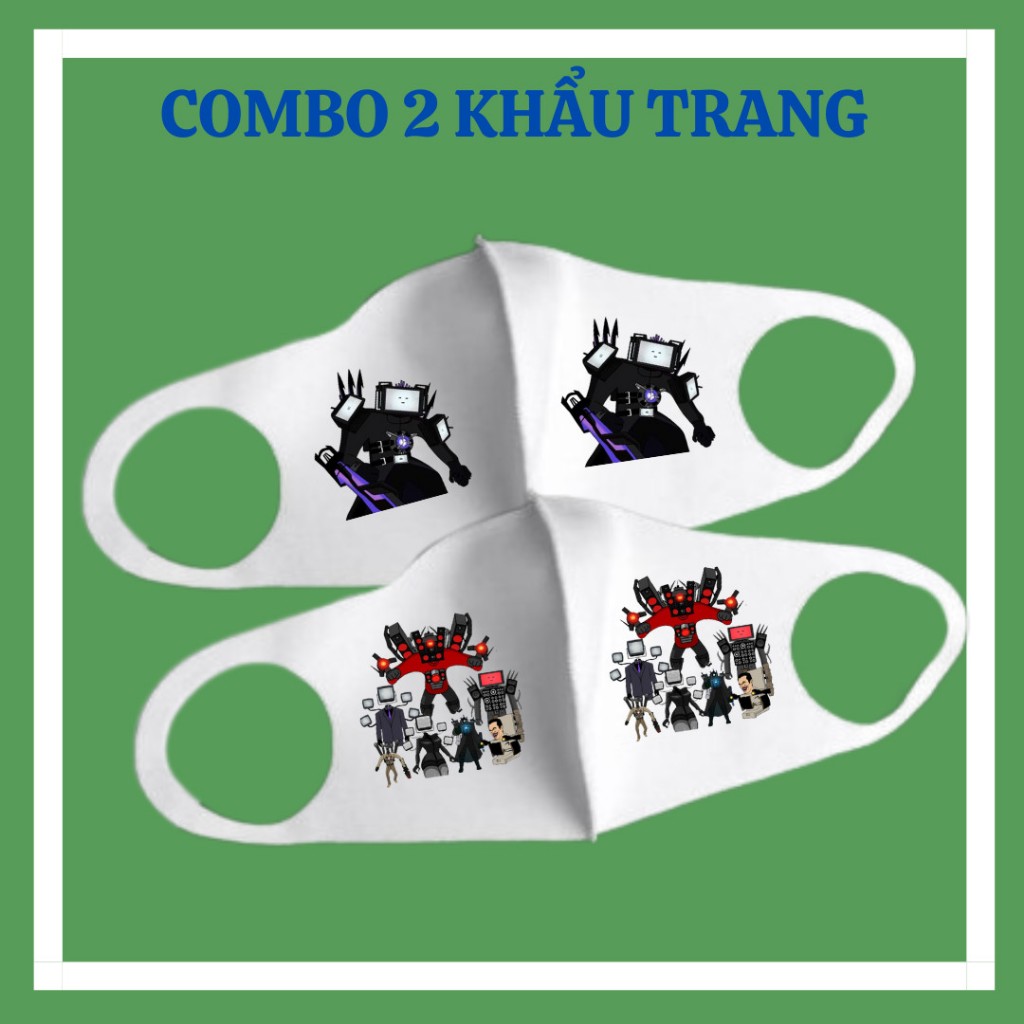 หน้ากากเด็กพิมพ์ลาย Skibidi Toilet, Blippi, Team Smoothie, Onepiece, Spiderman, Stick War - ชุด 2 ชิ