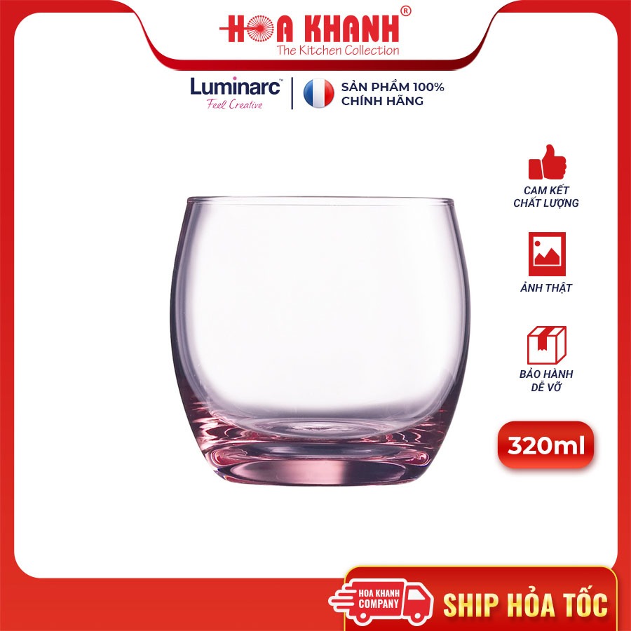 Luminarc Salto Pink Glass Drinking Cup Set 320ml - J586 - ชุด 6 ถ้วย