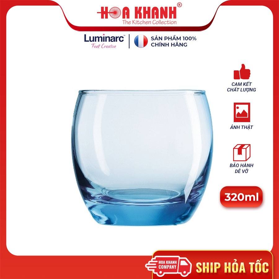 Luminarc Salto Blue Glass Drinking Cup Set 320ml - J1584 - ชุด 6 ถ้วย