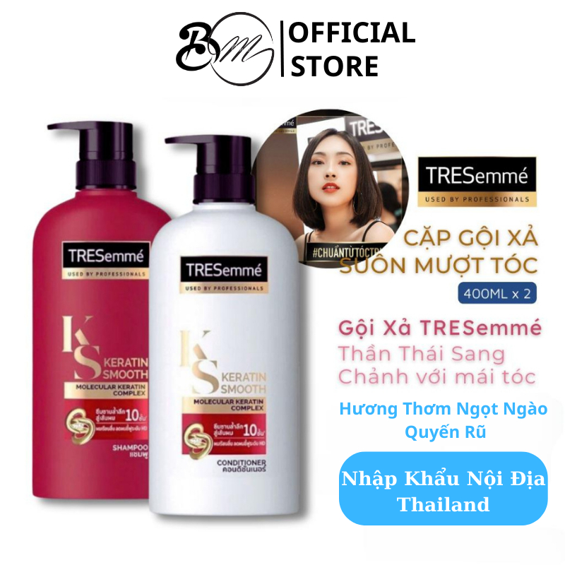 Tresemme Thai Keratin Smooth Shampoo, Conditioner 400ml, Salon Standard Tresemme Conditioner Combo สําหรับจัดแต ่ งทรงผมผมเสีย