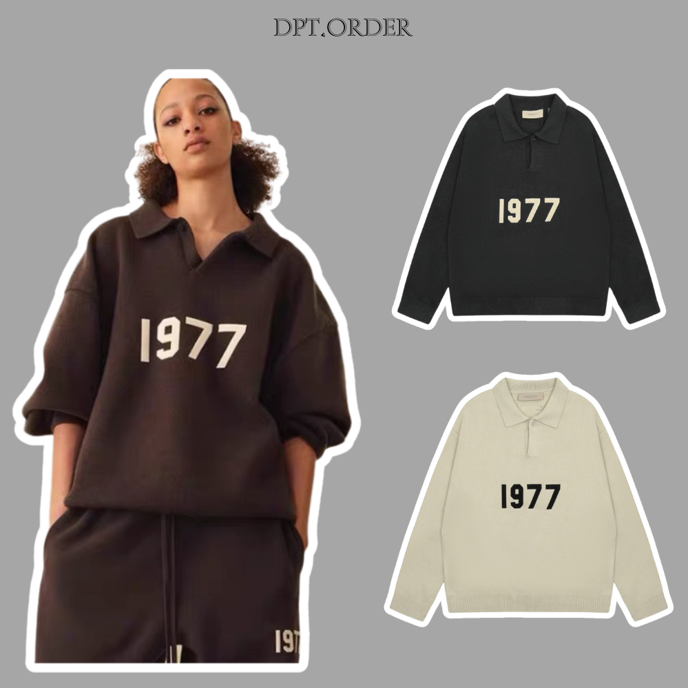 (คุณภาพดีที่สุด) FEAR OF GOD ESSENTIALS 1977 เสื้อถักแขนยาวระดับพรีเมียม