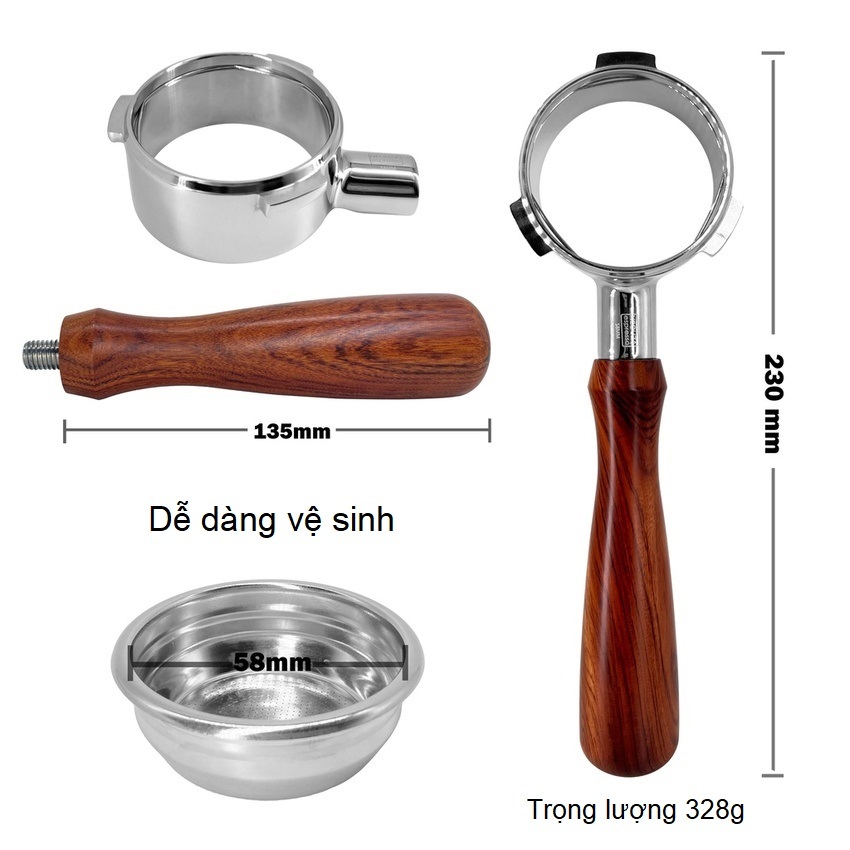 เครื่องชงกาแฟ 3 หู เอสเพรสโซ มือถือไม่มีก้นคุณภาพสูง ขนาด 58 มม. สําหรับเครื่องมืออาชีพ - รายการ รหั