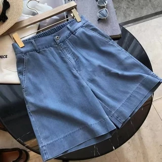 กางเกงยีนส์ขาสั้นกระดาษยืดเอวสูง 1 ปุ่ม M18_H2TFashion
