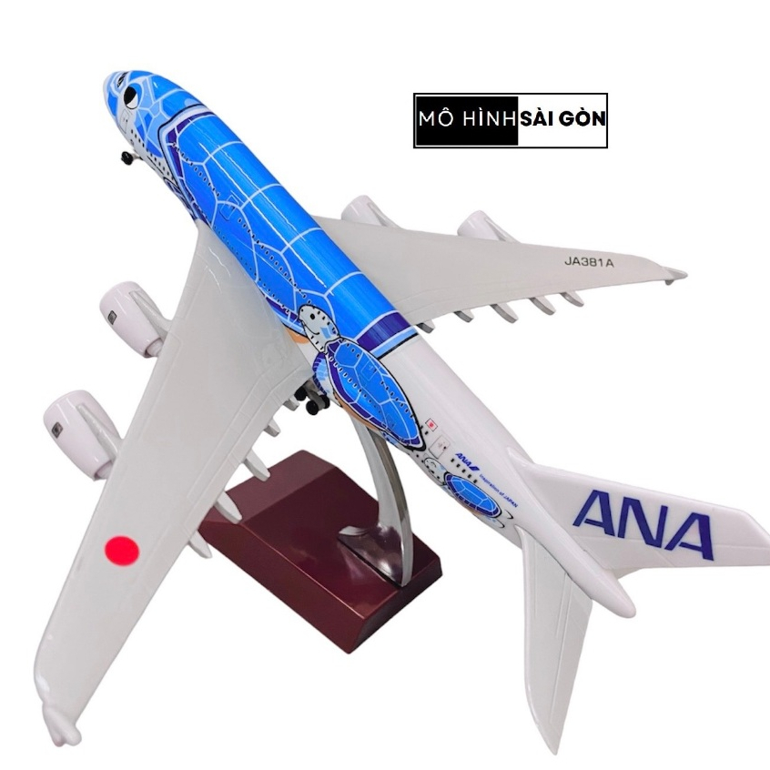 เครื่องบินรุ่น Airbus A380-800 ANA All Airways Nippon "Flying Honu" สีฟ้า