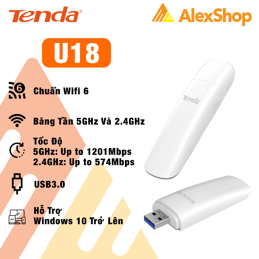 ตัวรับสัญญาณ Usb WiFi 6 Tenda U18 สําหรับ PC, แล ็ ปท ็ อป AX1800 แบนด ์ วิดท ์ - ของแท ้