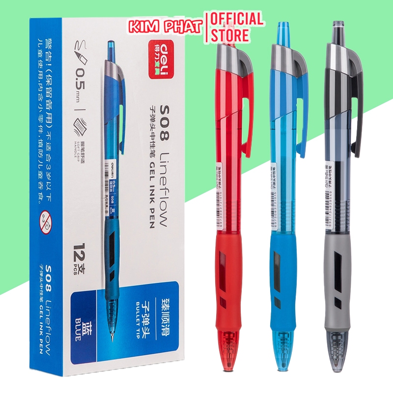 Combo ปากกาลูกลื่น 03 ปากกาเจลสํานักงาน Deli S08 0.5mm nib / เติมทดแทน S206