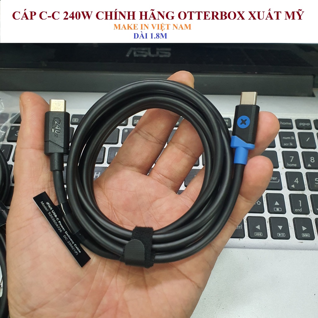 สาย CC Hi-Speed ความจุ 240W, มาตรฐาน USB-IF, IFIXIT ของแท้ Made in USA, ยาว 1.8 ม., ความเร็วสูง