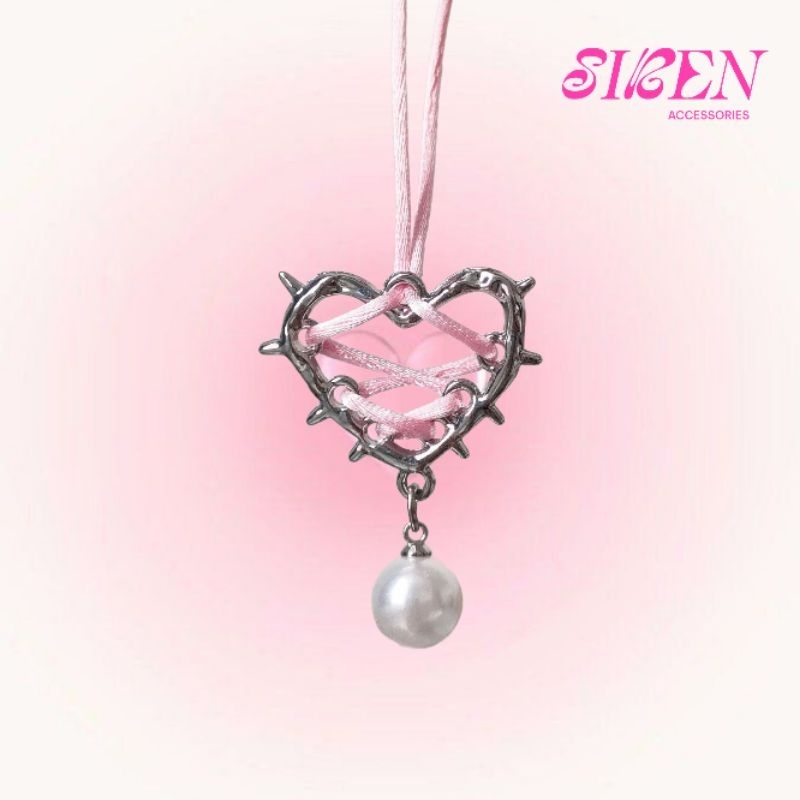 สร้อยคอ TOXIC HEART สายสีชมพู หัวใจและผูกโบว์ - ไซเรน