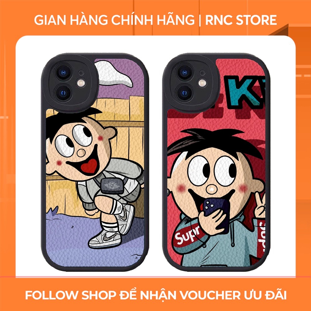 OPPO A1K/A3S/A54/A55/...เคสหนังสีดํายืดหยุ่นได้พร้อมป้องกันกล้องรูป Goofy Hair