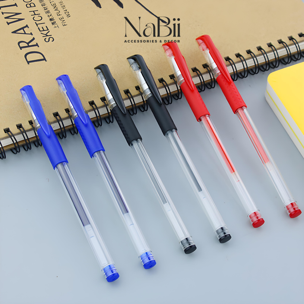 Combo 5 NaBii ปากกาน ้ ํา 0.5 มม., หมึกเป ็ น Even, สวย , แห ้ งเร ็ วสีฟ ้ า , สีดํา , สีแดง