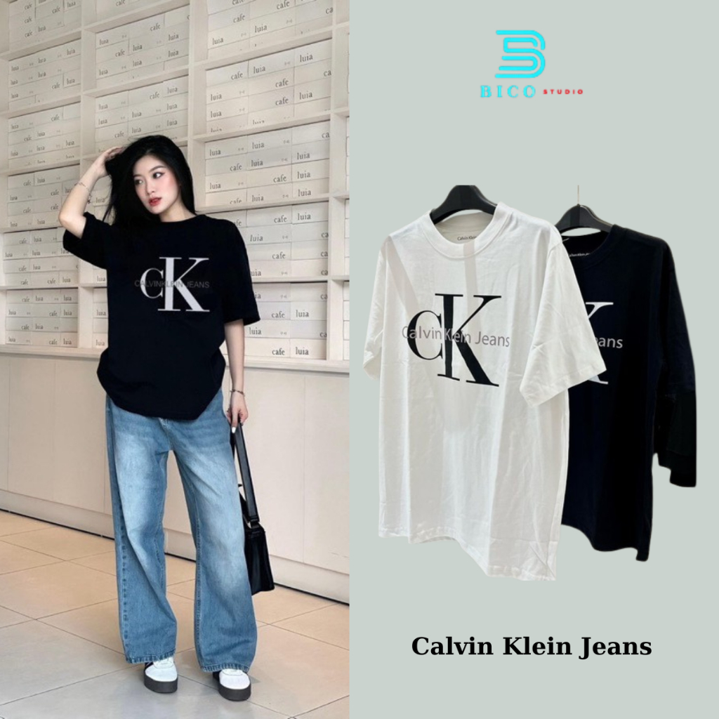 Ck Calvin Klein กางเกงยีนส ์ ผ ้ าฝ ้ าย 100 % 4-Way T-Shirt, Full mac tag ผู ้ ชายและผู ้ หญิงเสื ้ อยืด,ของแท ้ BICO Studio