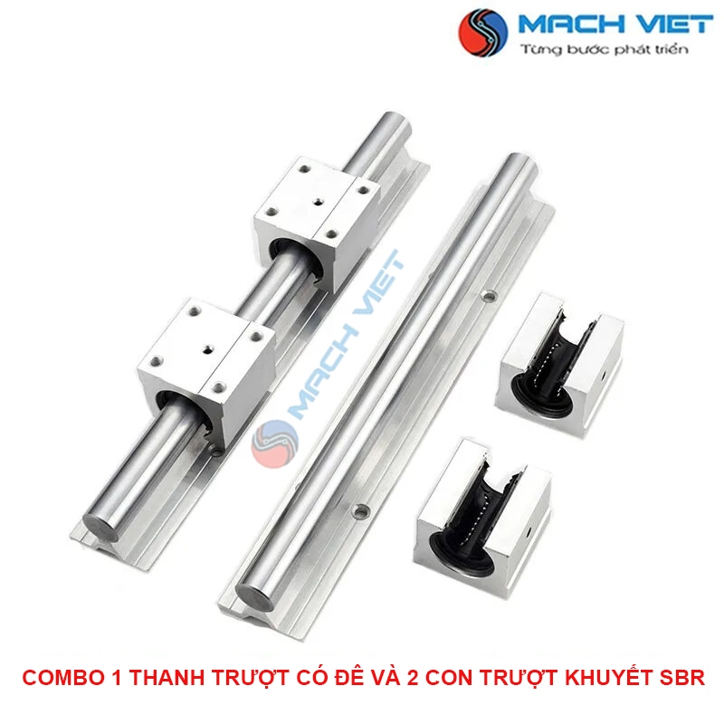 Combo รางสไลด์กลมพร้อมฐาน 25 มม. ยาว 50 ซม. ตัวเลื่อน SBR25UU 2 ตัว