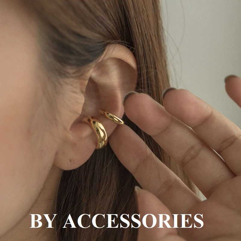 ต่างหูผู้หญิงไทเทเนียมรูปตัว C มีขอบโดยไม่ต้องเจาะหู, สแตนเลส EC4 BY ACCESSORIES (1 ชิ้น)