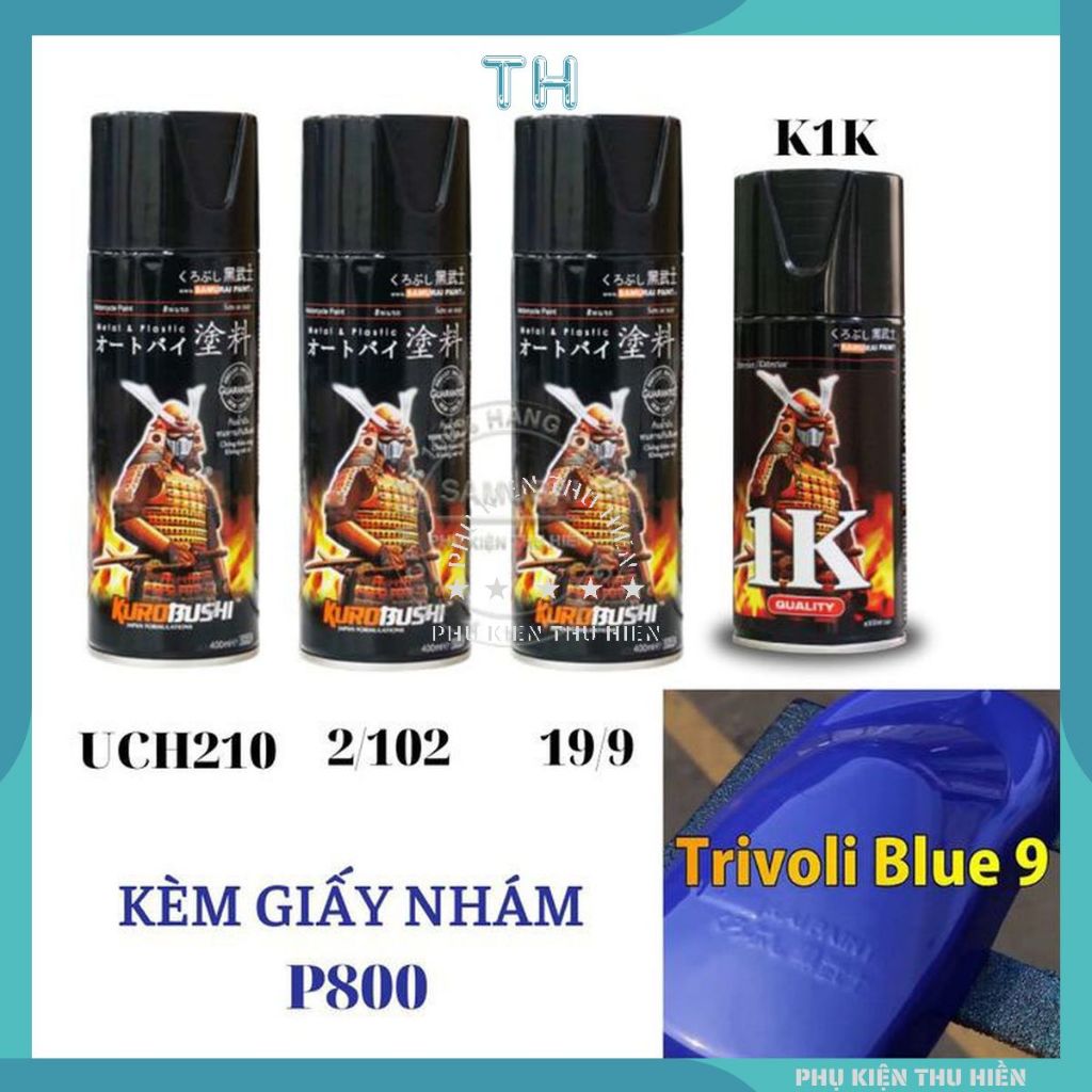 Combo 4 ขวดของซามูไร 19 / 9 Trivoli Blue Paint รวมทุกอย ่ าง uch210 - 2 / 102 - 19 / 9 - k1k - p800 กระดาษทราย