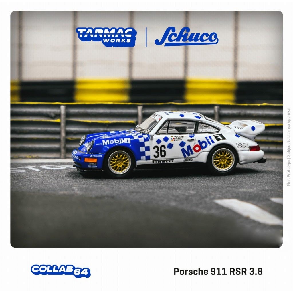 Tarmac Porsche 911 RSR 3.8 24h of SPA 1993 36 Winner 1:64 รถโมเดล