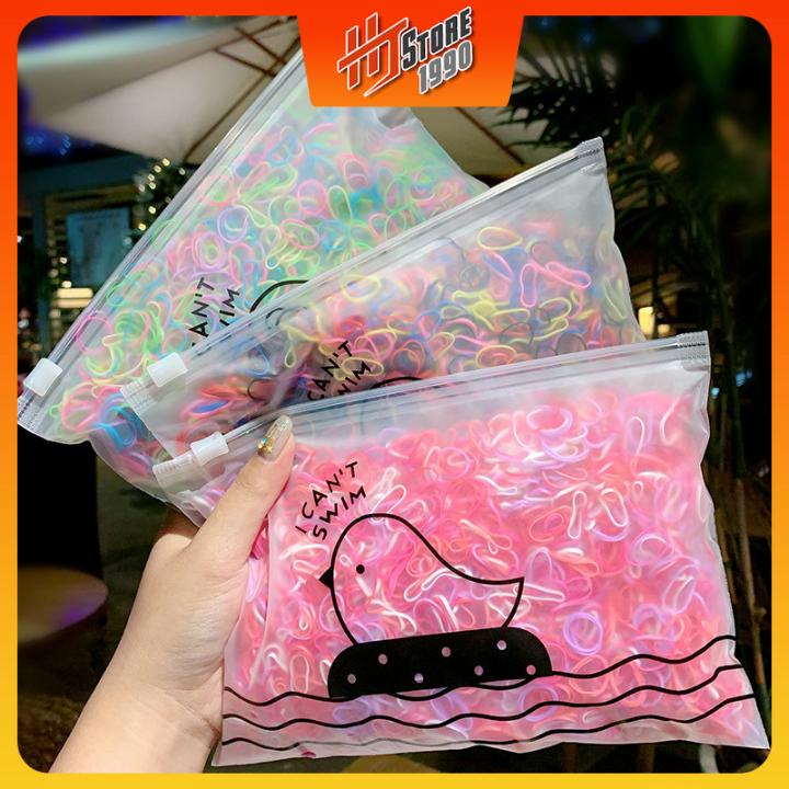 ชุดยางมัดผมหลากสี 1000 ชิ้นสําหรับเด็กทารกพร้อมถุงซิป - Ht.store1990