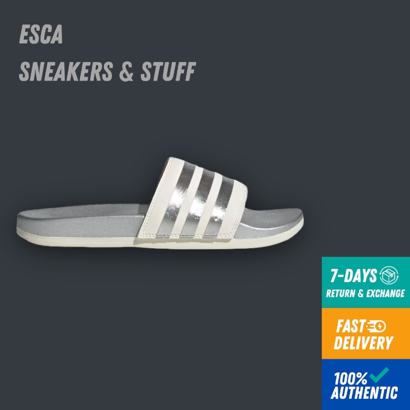 [GENUINE] A.DI.DAS ADILETTE COMFORT MATTE SILVER Sandals - GW8746