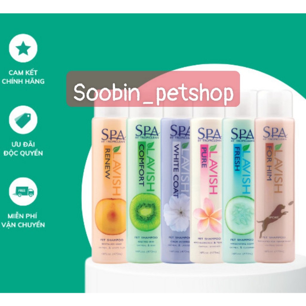 Lavish Shampoo TropiClean Dog Hair SPA เจลอาบน ้ ํา