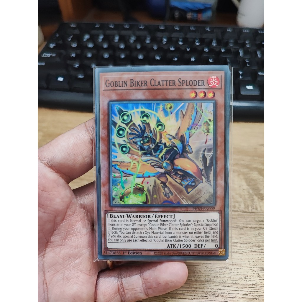 [Yugioh Funny Shop] การ์ด 1 ใบ Goblin Biker Clatter Sploder - PHNI-EN009 - Super Rare 1st Edition