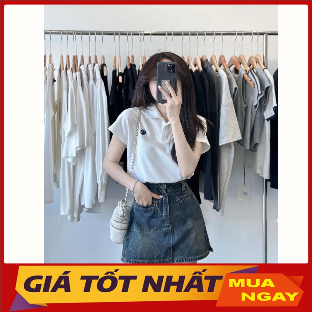 Baby Tee เสื้อยืดคอปกโปโล 2 สีพื้นฐาน Easy to Coordinate M7560 - Yanmy888